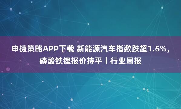 申捷策略APP下载 新能源汽车指数跌超1.6%，磷酸铁锂报价持平丨行业周报
