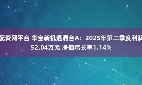 配资网平台 华宝新机遇混合A：2025年第二季度利润52.04万元 净值增长率1.14%