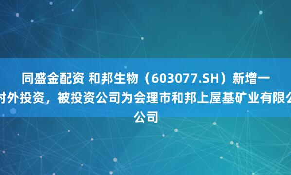 同盛金配资 和邦生物（603077.SH）新增一起对外投资，被投资公司为会理市和邦上屋基矿业有限公司
