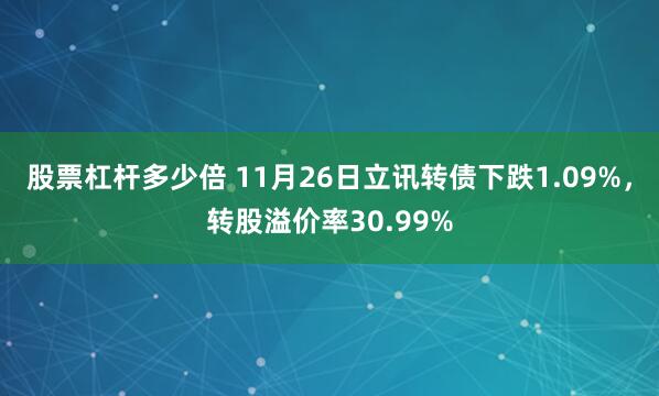 股票杠杆多少倍 11月26日立讯转债下跌1.09%，转股溢价率30.99%